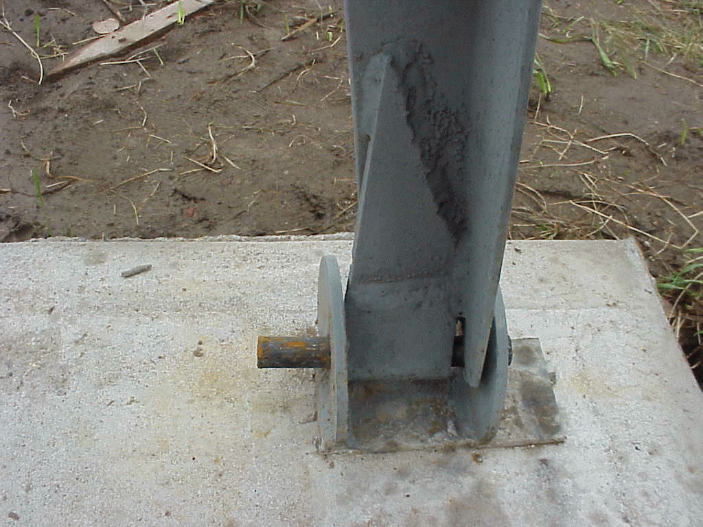 A close-up view of the tower footings